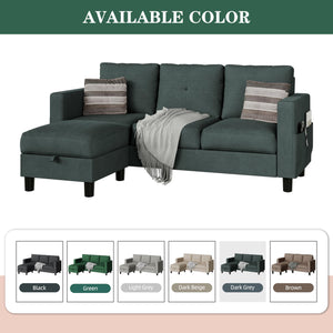 L-Shaped Sectional Sofa with Reversible Storage Ottoman