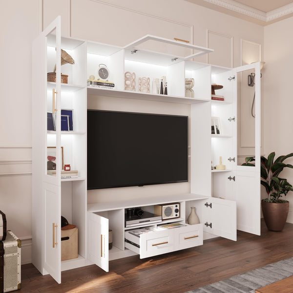 4-Piece Entertainment Center Wall Unit with LED Lights
