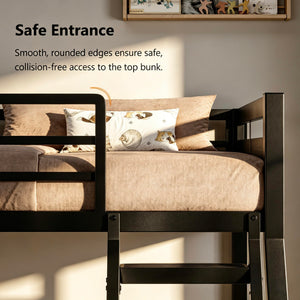 Metal Bunk Bed Twin over Full with Full-Length Guardrail