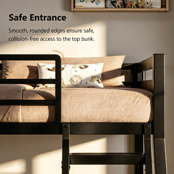 Metal Bunk Bed Twin over Full with Full-Length Guardrail