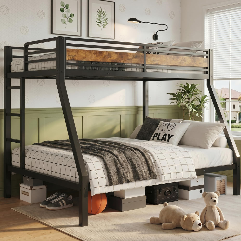 Twin Over Full Metal Bunk Bed with Guardrails