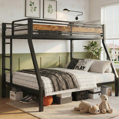 Twin Over Full Metal Bunk Bed with Guardrails
