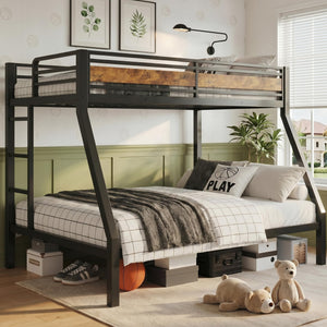Twin Over Full Metal Bunk Bed with Guardrails