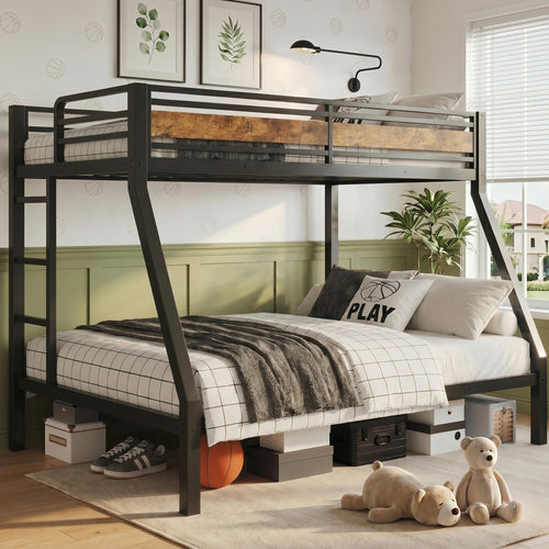 Twin Over Full Metal Bunk Bed with Guardrails
