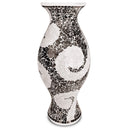 Tall Cylinder Terracotta Floor Vase – Black & White Mosaic