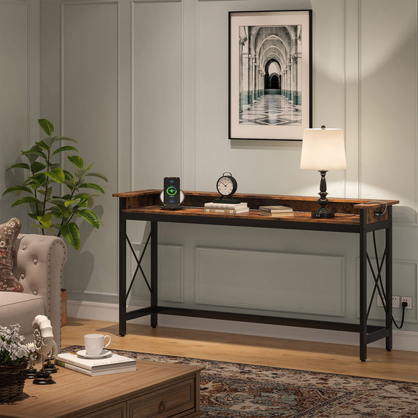 Sofa Console Table with Outlets & USB Ports – 70.9" Extra Long