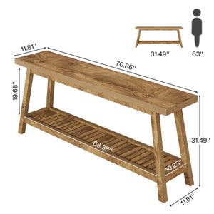 70.87-Inch Farmhouse Console Table with 2-Tier Storage