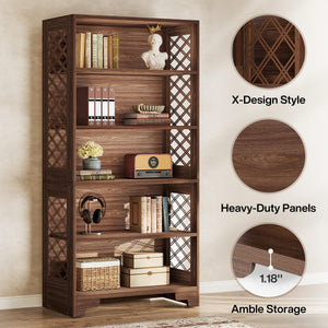 71" Tall 6-Tier Bookshelf
