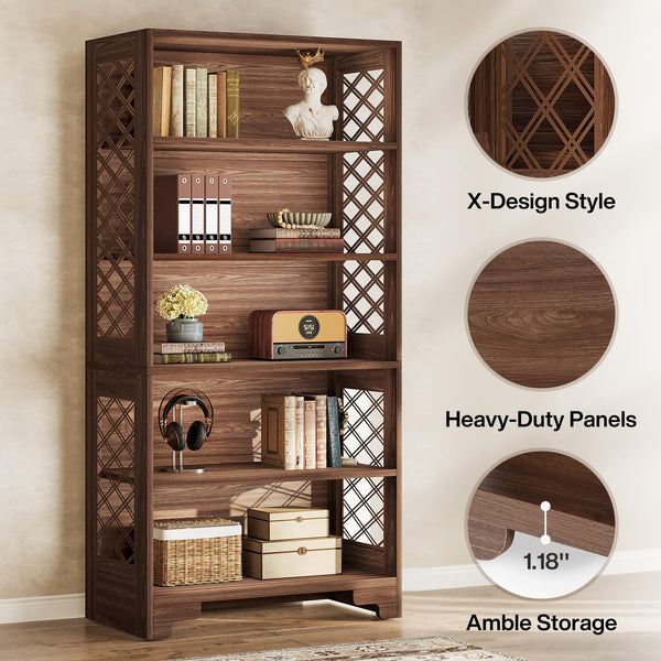 71" Tall 6-Tier Bookshelf