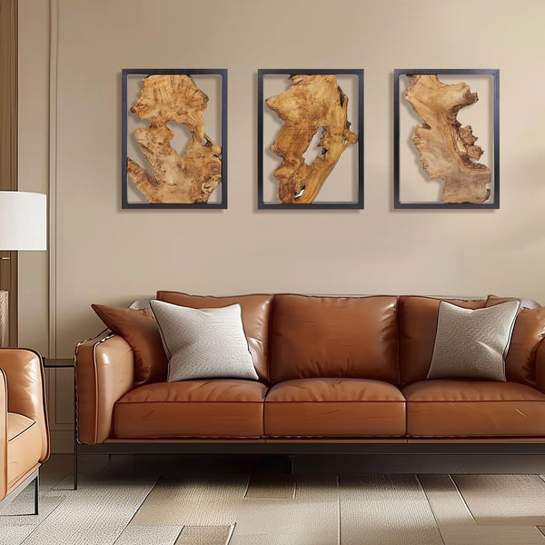 Natural Wood Wall Art – Handcrafted Rustic Hanging Sculpture