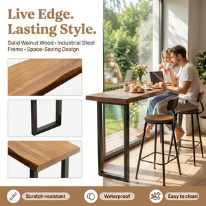 Farmhouse Solid Wood Bar Table, 55.1"