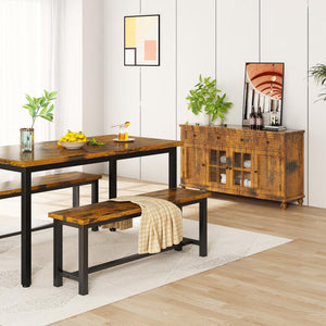 Dining Bench Set of 2 – Steel Frame & Wood Seat