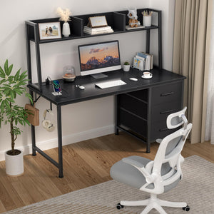 47-Inch Computer Desk with Hutch, Drawers & Power Outlets