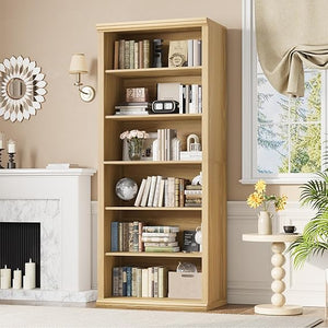 6-Tier Tall Bookcase with Wide Shelves
