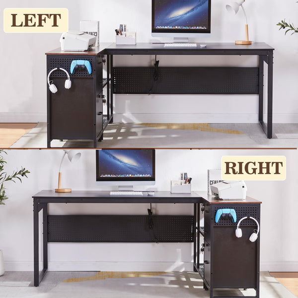 L-Shaped Desk with Drawers & Power Outlet