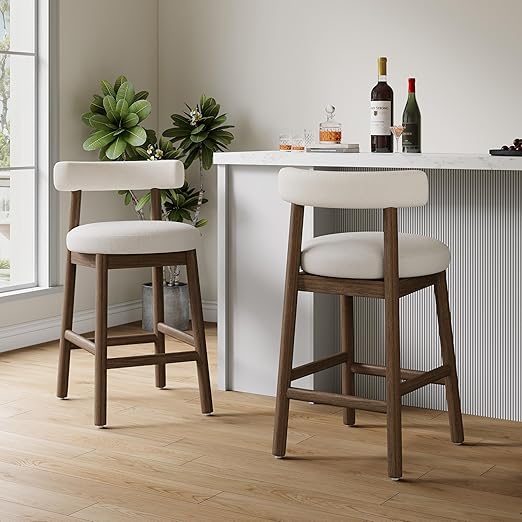 Boucle Counter Height Bar Stools, Set of 2
