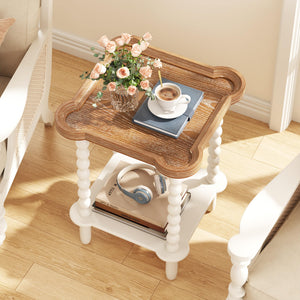 2-Tier Farmhouse End Table with Open Shelf