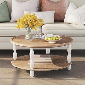 Farmhouse Side Table with 2-Tier Storage