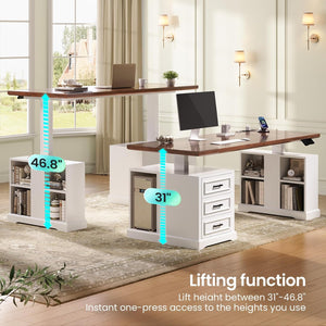 63" Electric Standing Desk with Drawers, Storage & Power Outlets