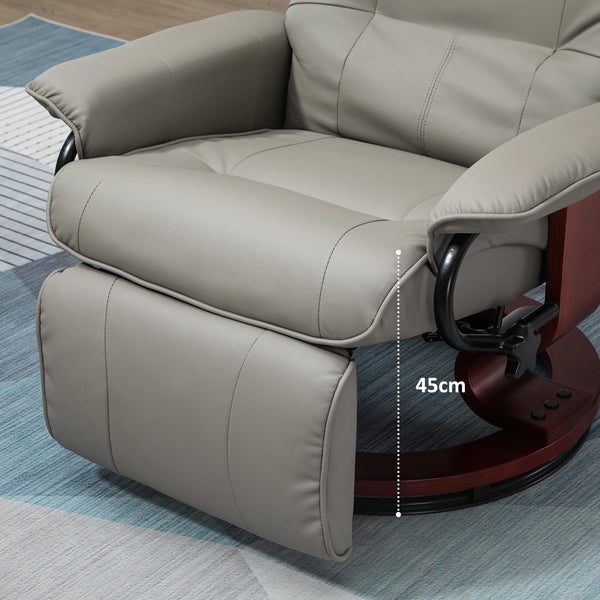 Faux Leather Swivel Recliner Chair with Footrest