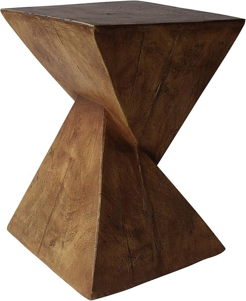 Concrete Accent Side Table – Twisted Hourglass Design
