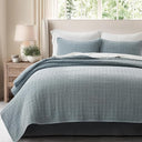 Stonewashed Cotton Waffle Quilt Set with Pillow Shams