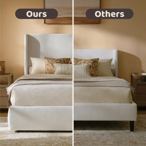 King Upholstered Wingback Storage Bed