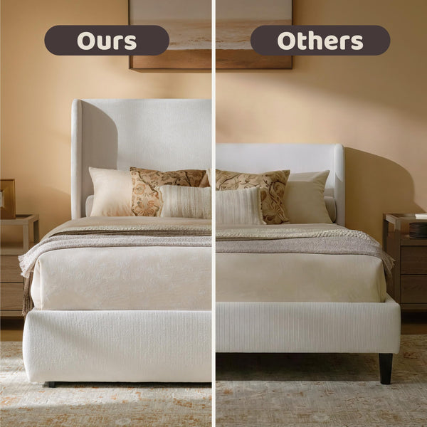 King Upholstered Wingback Storage Bed