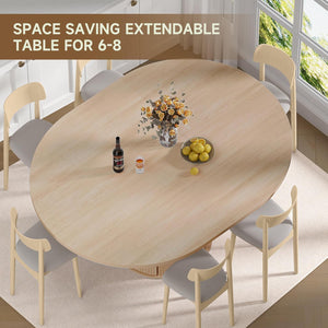 Extendable Round to Oval Dining Table with Storage Cabinet