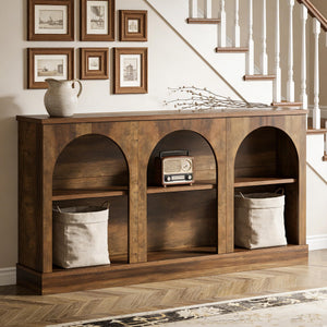 Narrow Entryway Console Table with 3-Tier Storage Shelf