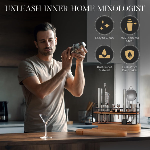 22-Piece Cocktail Shaker & Bartender Kit with Stand