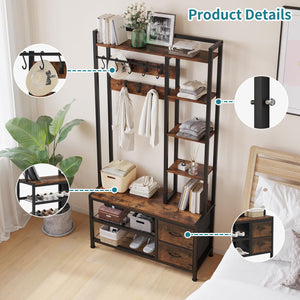 6-in-1 Hall Tree with Bench, Drawers & Shelves – Entryway Organizer
