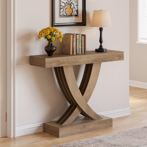 Rustic Entryway Console Table with X-Frame, 43.3 Inch, Brown