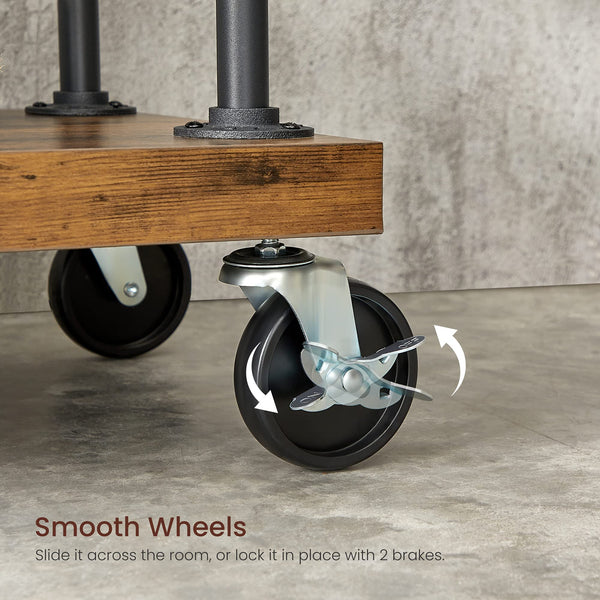 Industrial Clothing Rack with Wheels & 5-Tier Shelves