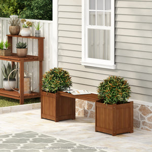 Outdoor Hardwood Planter Bench with Flower Box
