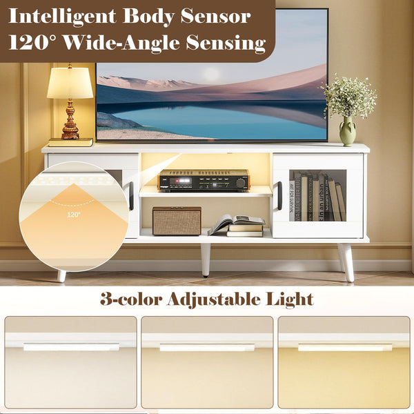 Mid-Century Modern TV Stand with LED Light — Fits up to 55"