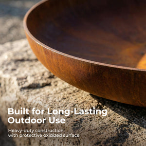 Corten Steel Round Fire Pit Bowl – Outdoor Wood Burning