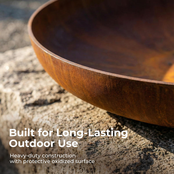 Corten Steel Round Fire Pit Bowl – Outdoor Wood Burning