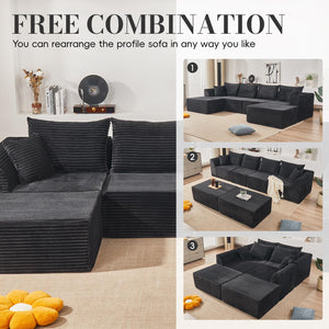 130" Modular Sectional Sofa with Ottomans