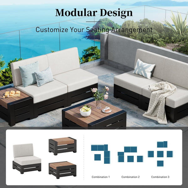 Metal Patio Sectional Furniture Set with Thick Cushions