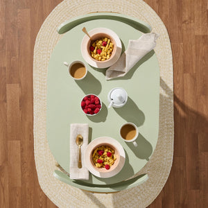 3-Piece Oval Dining Table Set with 2 Chairs, Metal Frame & Curved Backrests