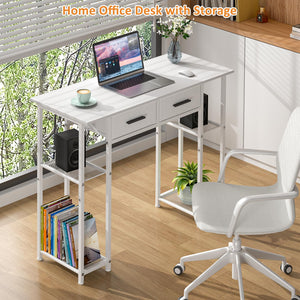 Computer Desk with Drawers and Storage Shelves
