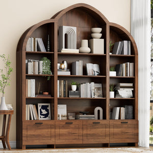 Arched Triple Wide Bookshelf with 15 Cubby Storage, 5-Tier, 84" H