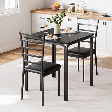 5-Piece Dining Table and Chair Set with Cushioned Chairs
