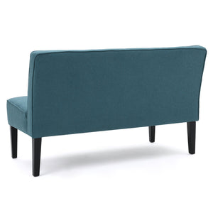 Dark Teal Fabric Loveseat with Matte Black Legs