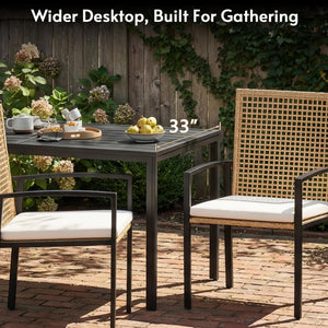 7-Piece Outdoor Patio Dining Set for 6 with Wicker Chairs & Cushions