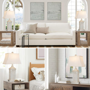 Coastal Table Lamps Set of 2 with USB Charging & 3-Color Temperature
