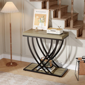 2-Tier Industrial End Table with Metal Frame