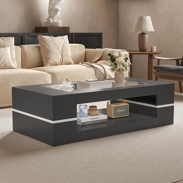 47" 2-Tier Glass Top Coffee Table