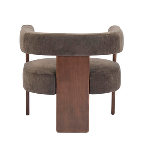 Barrel Accent Chair – Velvet Upholstered Lounge Chair with Rubberwood Frame